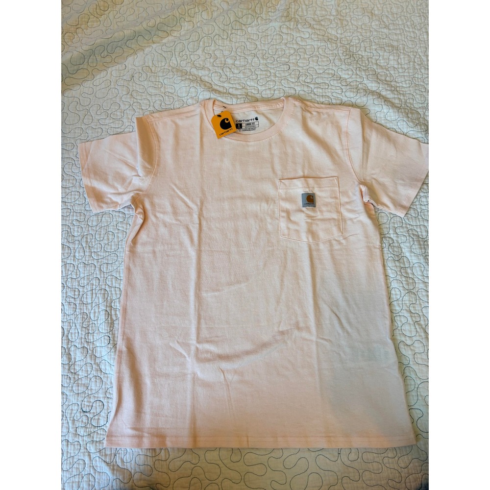 Carhartt Womens Loose Fit Pocket T-Shirt Peach Pink Short Sleeve Tee Small - Picture 1 of 3